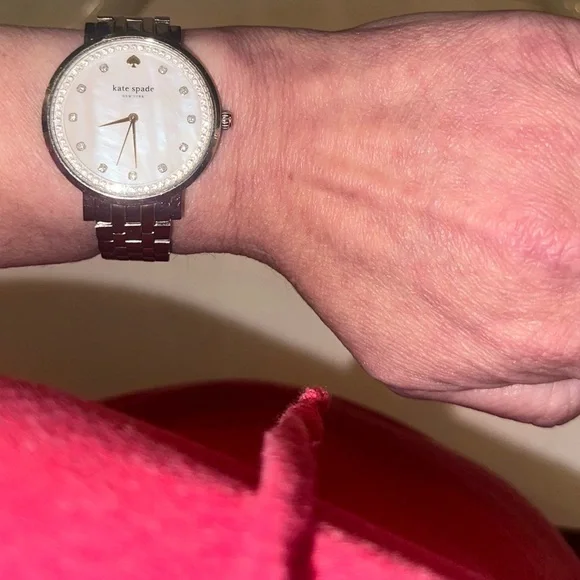 Kate Spade Watch Silver, Gold, Opal Face, Diamond Accents, Elegant, Gently Loved - Picture 2 of 16